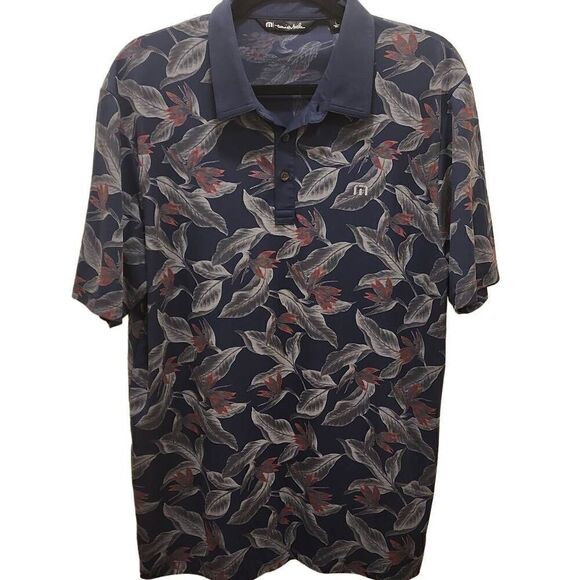 Travis Mathew Magnum Short Sleeve Polo T-Shirt Men's Size Large Blue With Floral - Picture 5 of 16